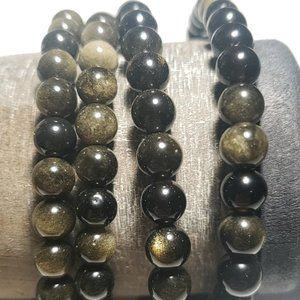 6mm Golden Sheen Obsidian Bracelet